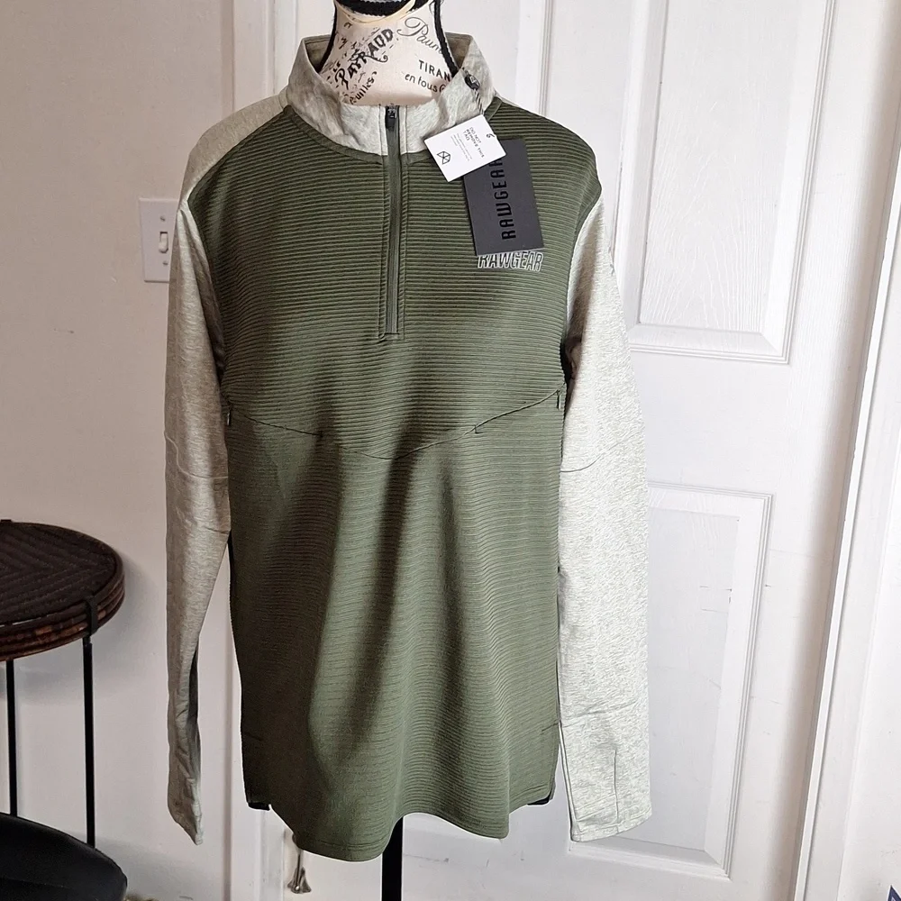 NWT RAWGEAR Bradley Martyn's 1/4 Zip Army Green Model# RG512 Size Small New